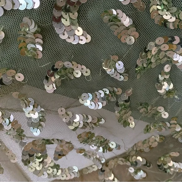 $698 Mac Duggal High Neck Beaded Sequin Fringe Sage Green Gown Dress 4908 Size 4 - Picture 10 of 15